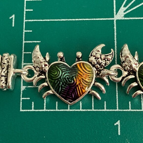 Silver Sea Life Crab Charm Bracelet Beach Multicolor Magnetic 7.75" Plated - Picture 13 of 13